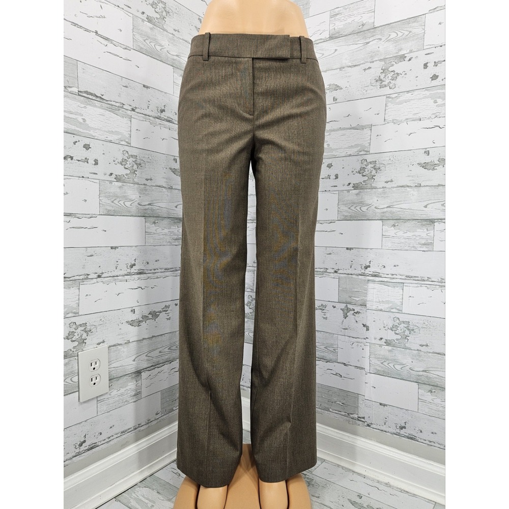 Ann Taylor Womens 4 Trouser Tailored Mid Rise Straight Legs Brown